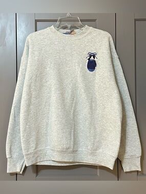 VTG Top Stitch by Morning Sun Embroidered Kitten in a Mitten Sweatshirt Gray L